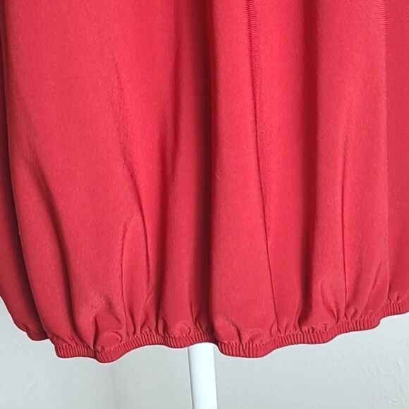 Notations Red Cold-Shoulder Blouse with Elastic Waistband, Size 1X - Picture 4 of 9